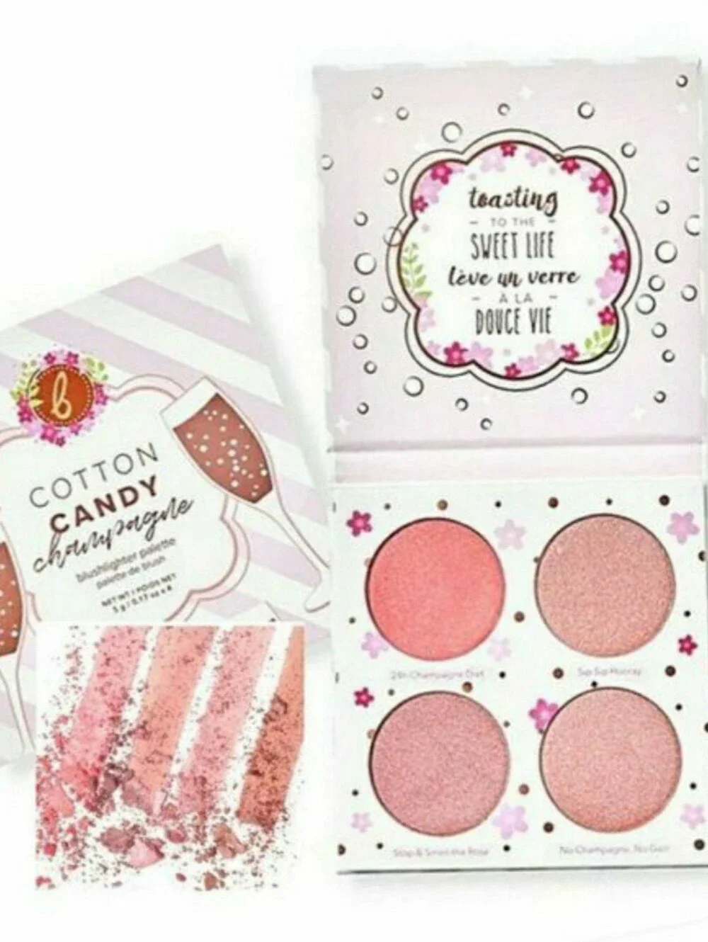 BEAUTY BAKERIE COTTON CANDY CHAMPAGNE BLUSHLIGHTER PALETTE